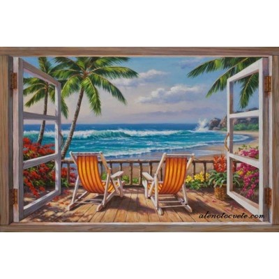 Елмазен гоблен Хавайска гледка през прозореца